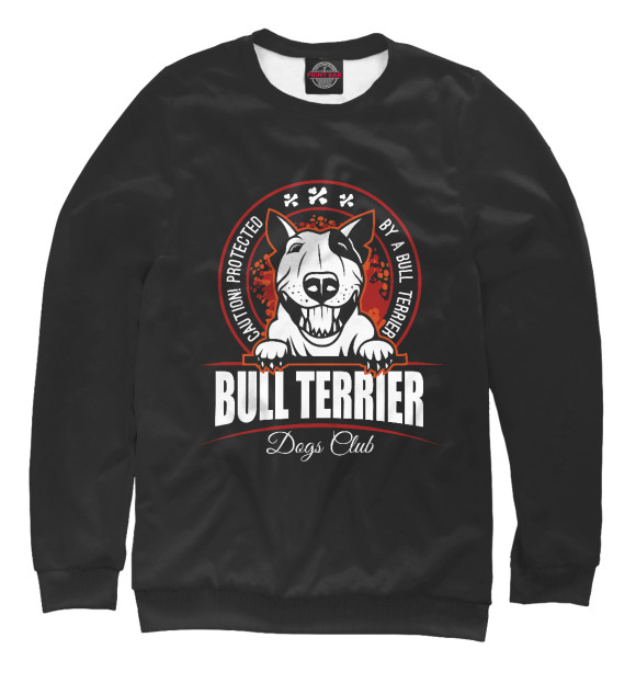 Свитшот для девочек с изображением Bull terrier цвета Белый