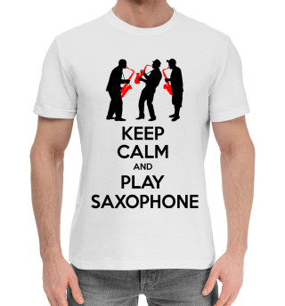 Мужская хлопковая футболка Играй на саксофоне