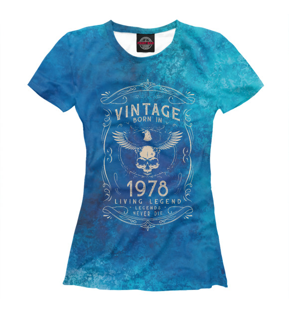 Женская футболка с изображением Vintage Born In 1978 цвета Белый