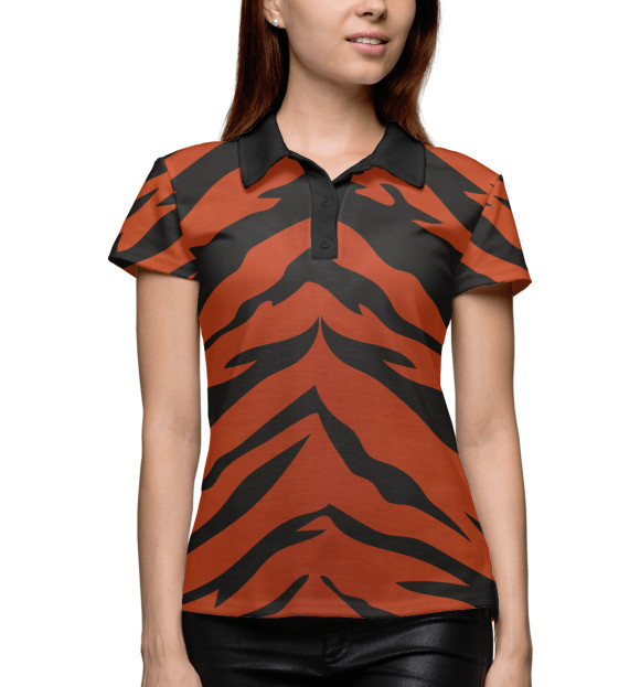 Женское поло с изображением Тигр цвета Белый