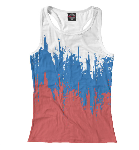 Женская майка-борцовка с изображением Флаг РФ цвета Белый