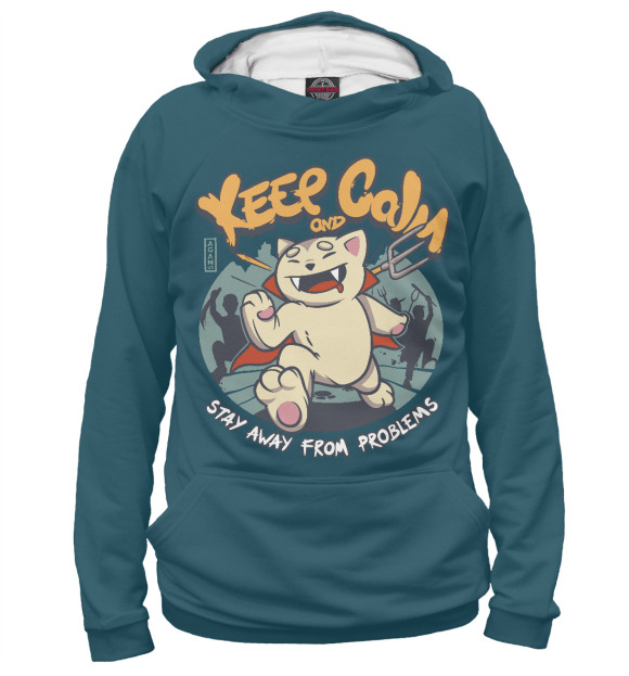 Женское худи с изображением Keep Calm and Stay Away From Problems цвета Белый