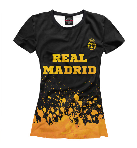 Футболка для девочек с изображением Real Madrid Gold Gradient цвета Белый