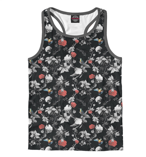 Мужская майка-борцовка с изображением Ночные цветы цвета Белый