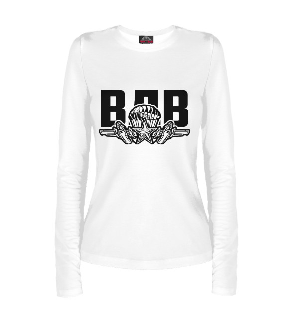 Женский лонгслив с притом ВДВ цвета Белый Женский лонгслив с изображением ВДВ цвета Белый