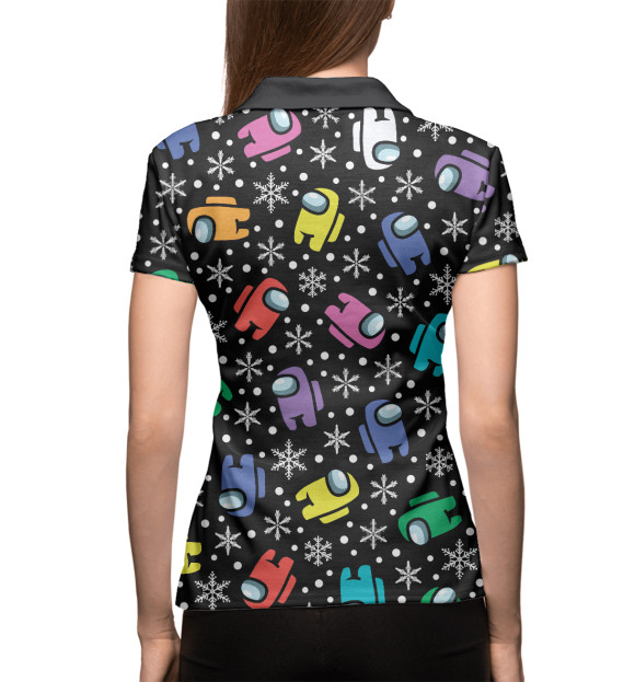 Женское поло с изображением Among us New Year цвета Белый