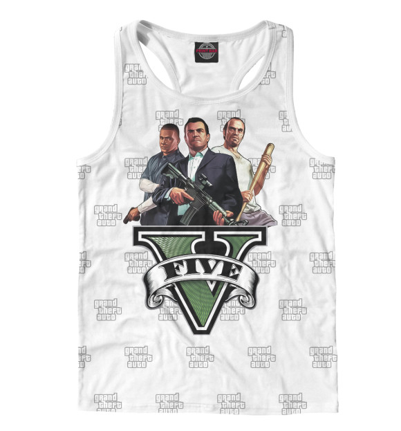 Мужская майка-борцовка с изображением Grand Theft Auto | GTA цвета Белый