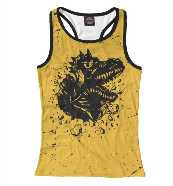 Женская майка-борцовка с изображением Динозавр цвета Белый