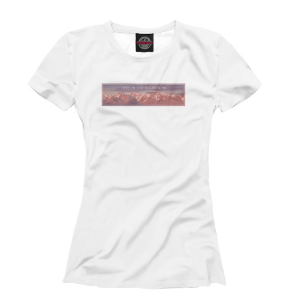 Женская футболка с изображением Lost in the mountains цвета Белый