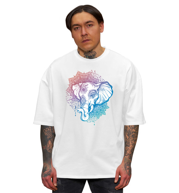 Мужская футболка оверсайз с изображением Психоделика цвета Белый