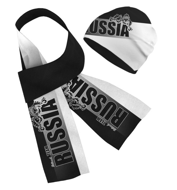 Шарф с изображением Russia team цвета Белый