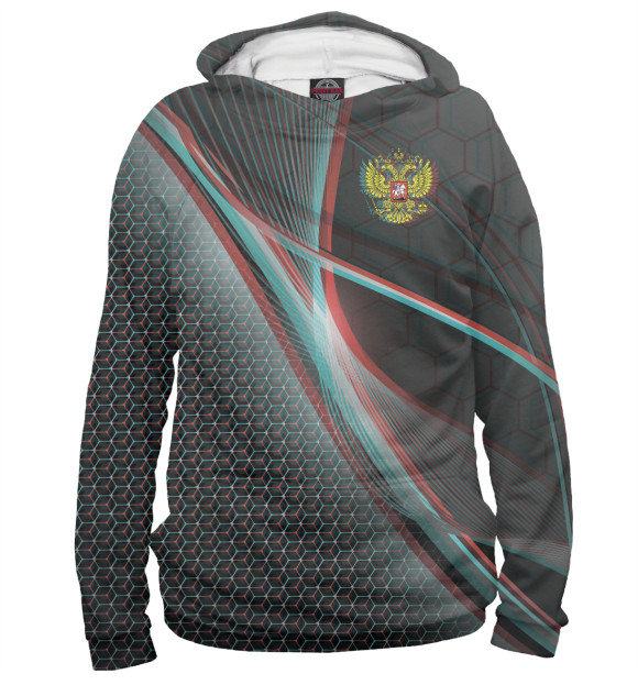 Женское худи с изображением Russia Sport: Glitch. цвета Белый