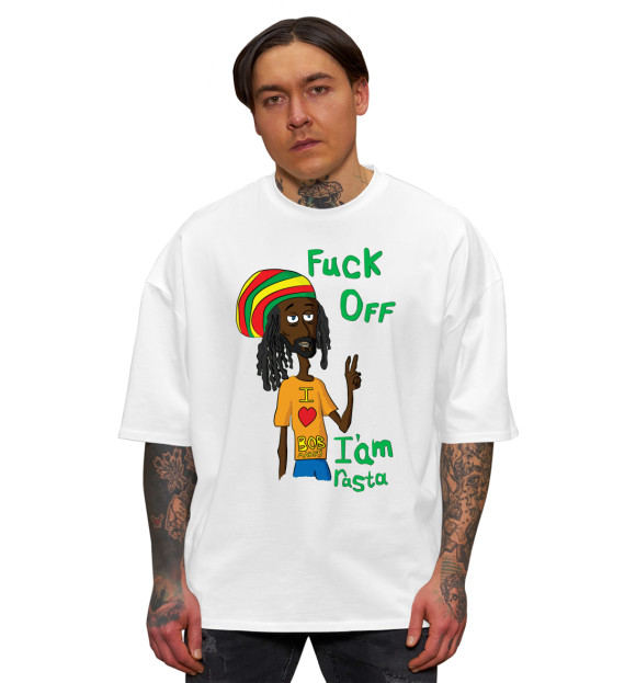 Мужская футболка оверсайз с изображением Rasta цвета Белый