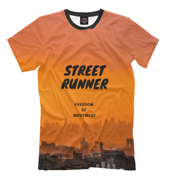 Мужская футболка с изображением Street runner цвета Белый