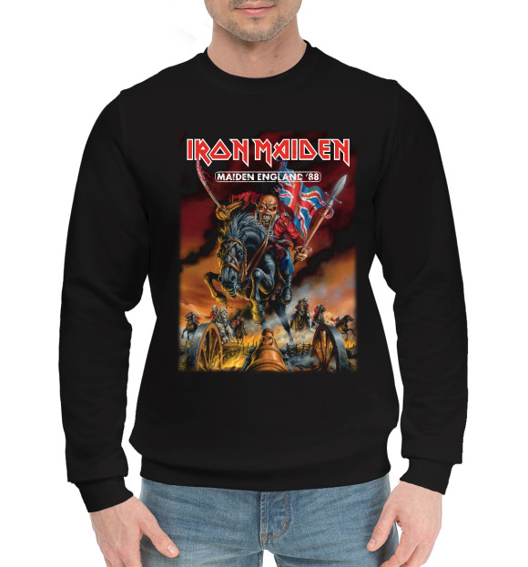 Мужской хлопковый свитшот с изображением Ironmaiden цвета Черный