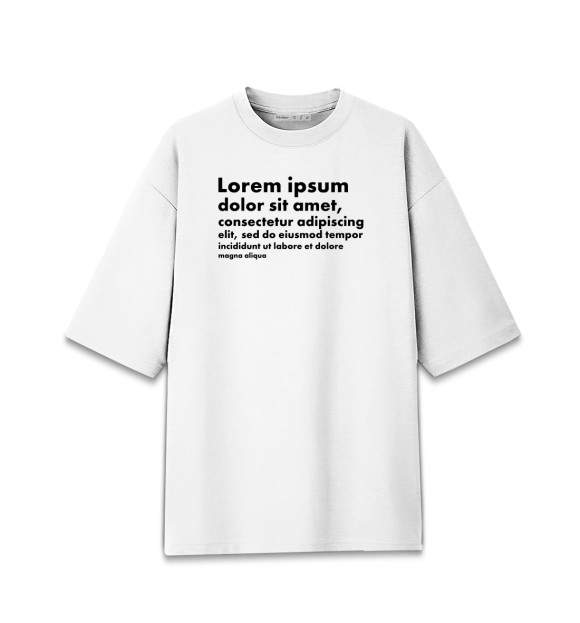 Мужская футболка оверсайз с притом Lorem ipsum цвета Белый Мужская футболка оверсайз с изображением Lorem ipsum цвета Белый