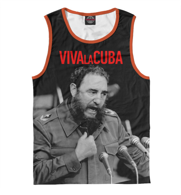 Мужская майка с изображением Фидель Кастро цвета Белый
