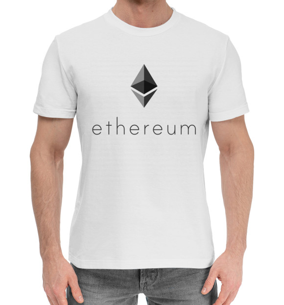 Мужская хлопковая футболка с изображением Ethereum цвета Белый