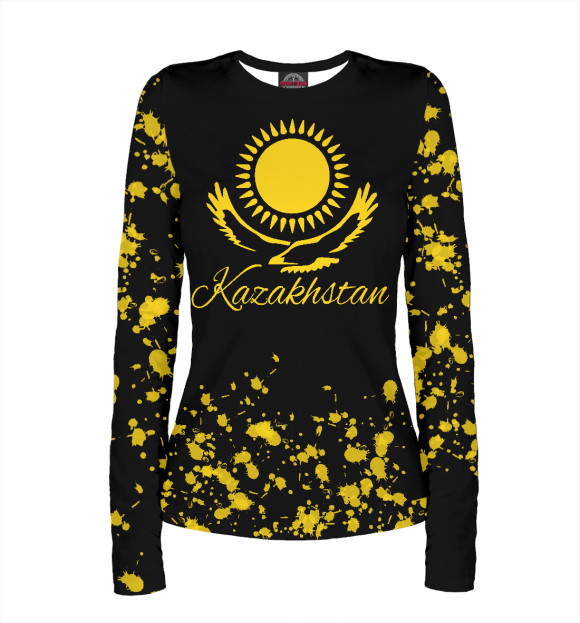 Женский лонгслив с изображением Kazakhstan цвета Белый