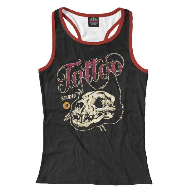 Женская майка-борцовка с изображением Тату Студия цвета Белый