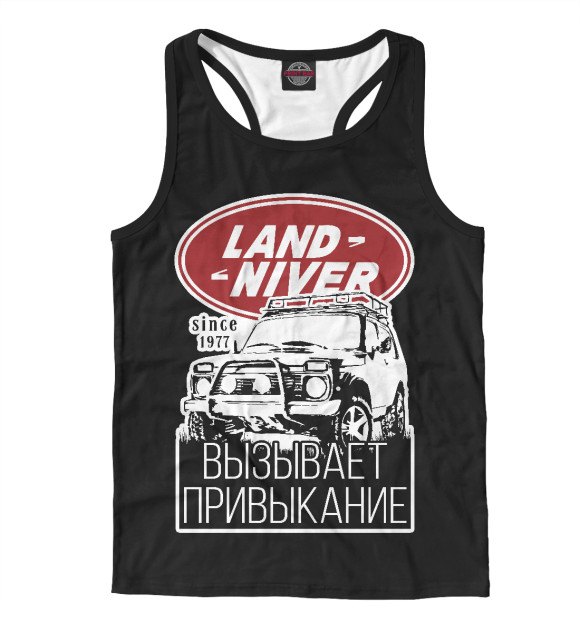 Мужская майка-борцовка с изображением Ленд Нивер цвета Белый