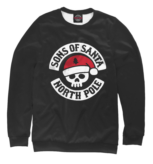 Свитшот для девочек с изображением Sons of Santa цвета Белый