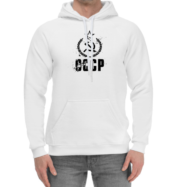 Мужской хлопковый худи с изображением СССР цвета Белый