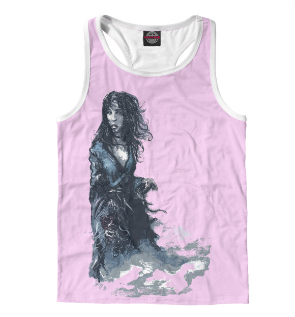 Мужская майка-борцовка с изображением Японский демон-девушка цвета Белый