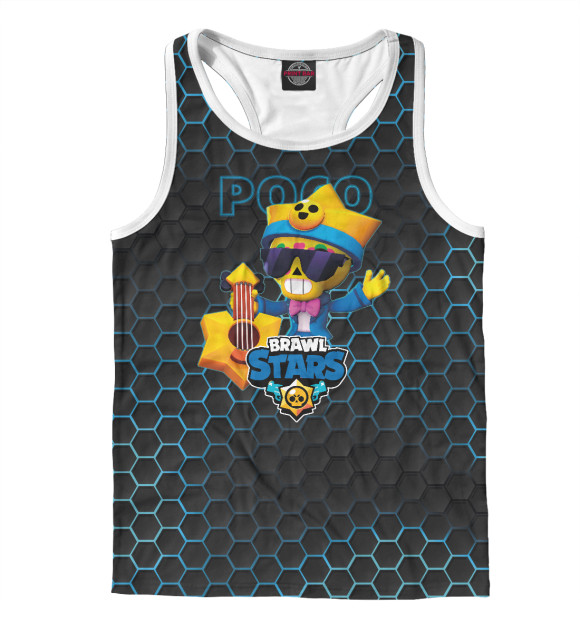 Мужская майка-борцовка с изображением Поко Старр. Brawl Stars цвета Белый