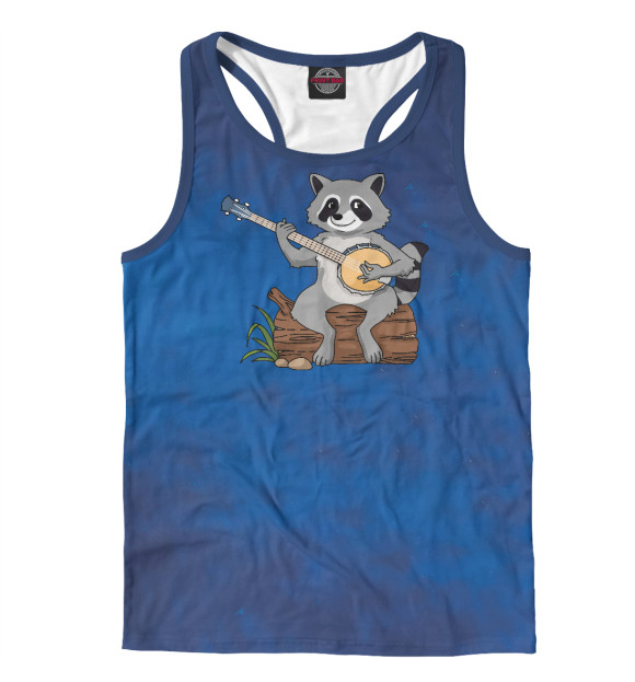 Мужская майка-борцовка с притом Raccoon цвета Белый Мужская майка-борцовка с изображением Raccoon цвета Белый