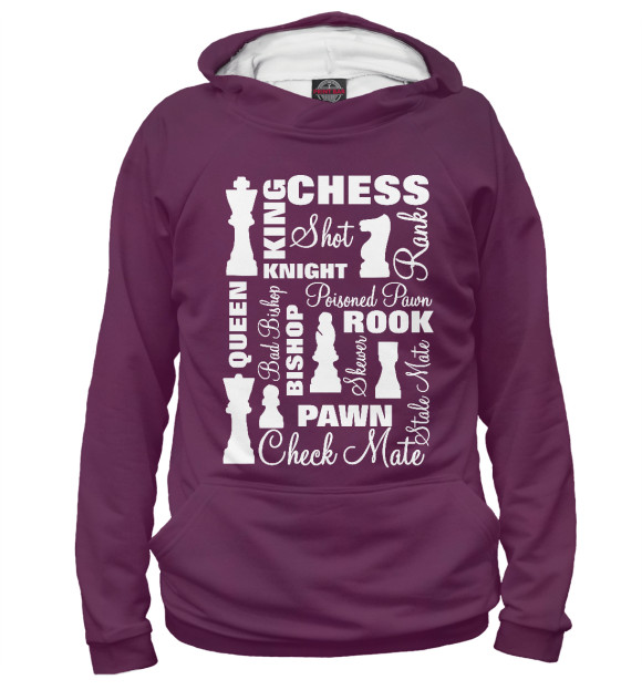 Женское худи с изображением Chess Players цвета Белый