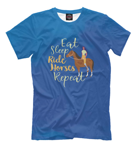 Футболка для мальчиков с изображением Eat Sleep Ride Horses Repea цвета Белый