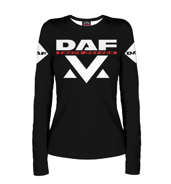 Женский лонгслив с изображением DAF \ Дальнобойщик цвета Белый
