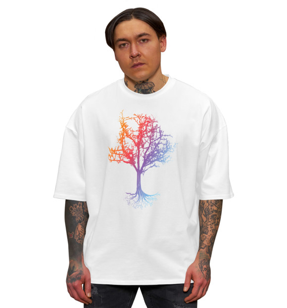 Мужская футболка оверсайз с изображением Art Core цвета Белый