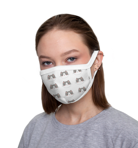 Маска тканевая с изображением Кошечка цвета Белый