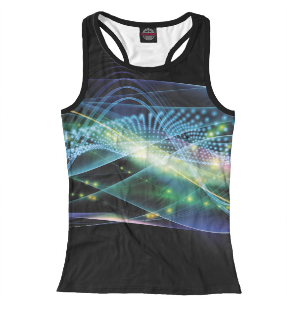 Женская майка-борцовка с изображением Блуждающие неоновые огни цвета Белый