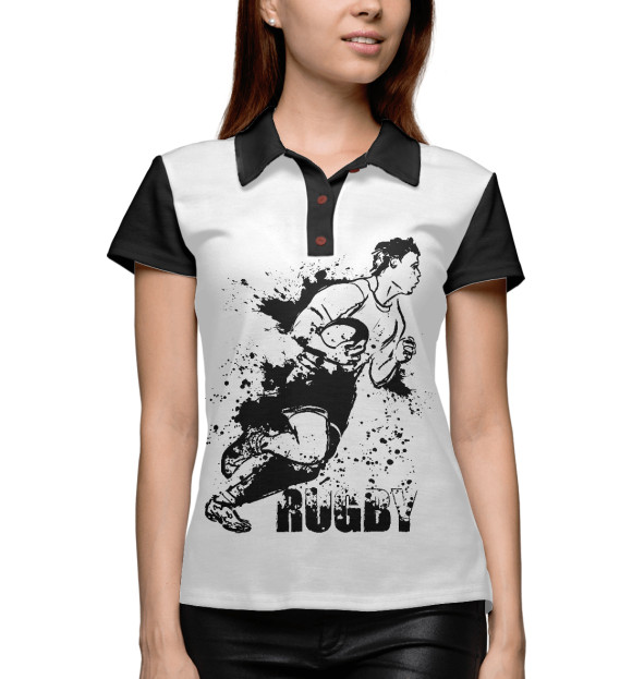 Женское поло с изображением Мужской спорт цвета Белый