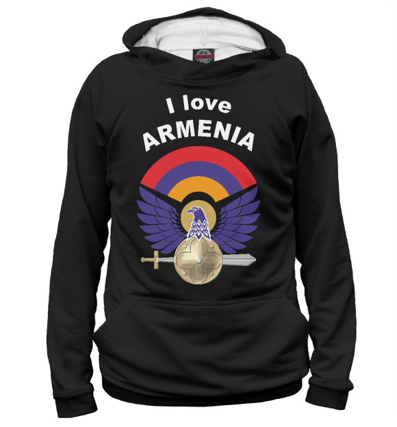 Женское худи с изображением Armenia цвета Белый