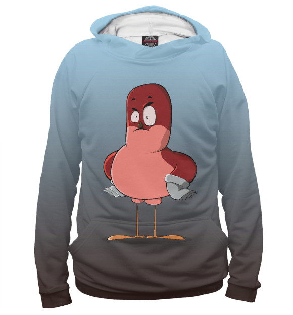 Мужское худи с изображением Воробьишко цвета Белый