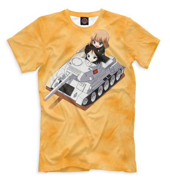 Мужская футболка с изображением Girls und Panzer цвета Белый