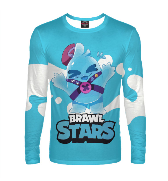 Мужской лонгслив с притом Сквик Squeak Brawl Stars цвета Белый Мужской лонгслив с изображением Сквик Squeak Brawl Stars цвета Белый