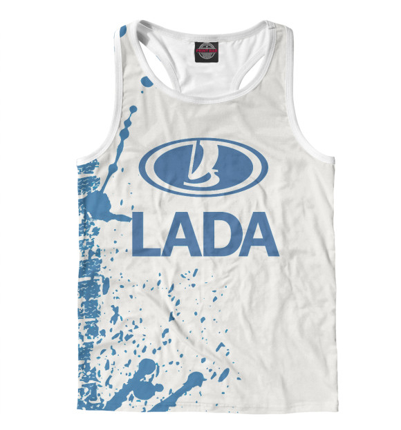 Мужская майка-борцовка с изображением Lada цвета Белый