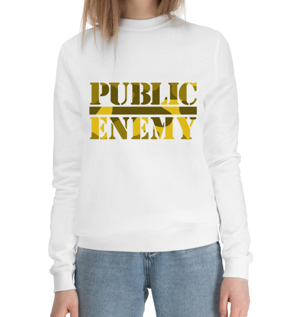 Женский хлопковый свитшот с изображением Public Enemy цвета Белый