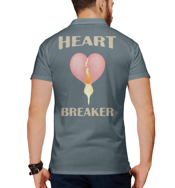Мужское поло с притом Heart breaker цвета Белый Мужское поло с изображением Heart breaker цвета Белый