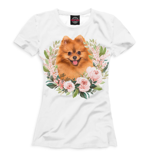 Женская футболка с изображением Померанский шпиц цвета Белый
