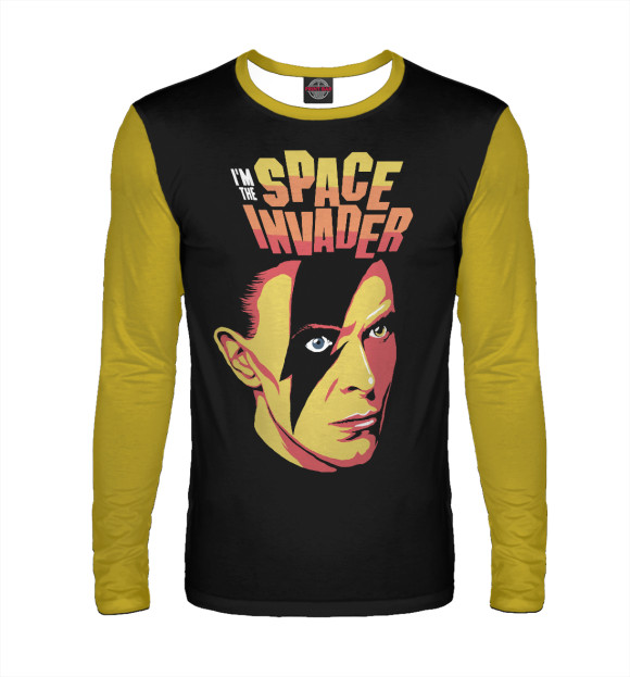 Мужской лонгслив с изображением David Bowie Space Invader цвета Белый