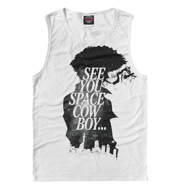 Майка для мальчика с притом Ковбой Бибоп цвета Белый Майка для мальчика с изображением Ковбой Бибоп цвета Белый