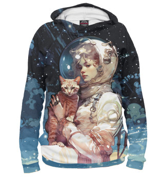 Худи для мальчика Девушка космонавт с рыжим котом