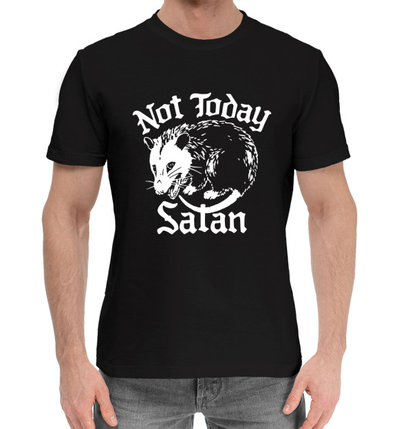 Мужская хлопковая футболка с изображением Not today satan цвета Черный