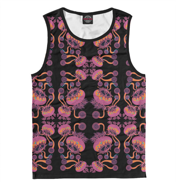 Мужская майка с изображением Космические цветы цвета Белый